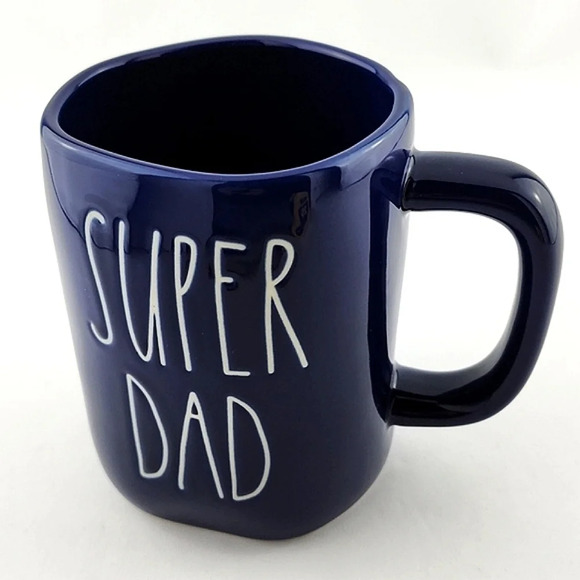 ⭐️2/ $50⭐️ Rae Dunn Artisan Coffee Mug Glossy  Blue Large Letters SUPER DAD - Picture 2 of 10